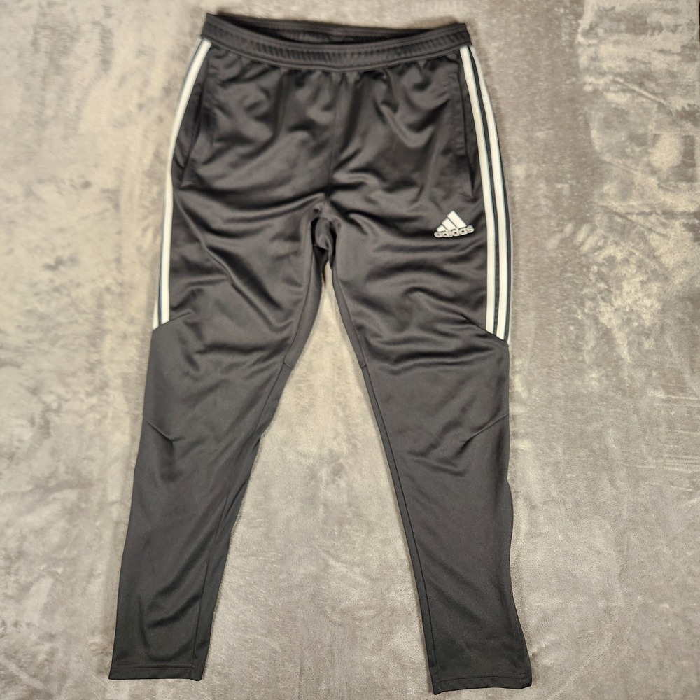 Adidas Track Pants Mens Large BS3678 Black Climacool Tapered Ankle Zip EUC